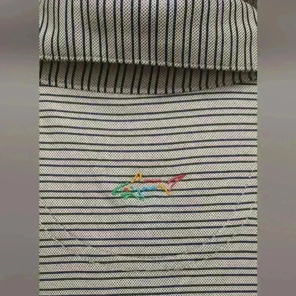 Greg Norman  Polo Golf Shirt Mens Large Grey Black Stripe Sportswear - Picture 6 of 10